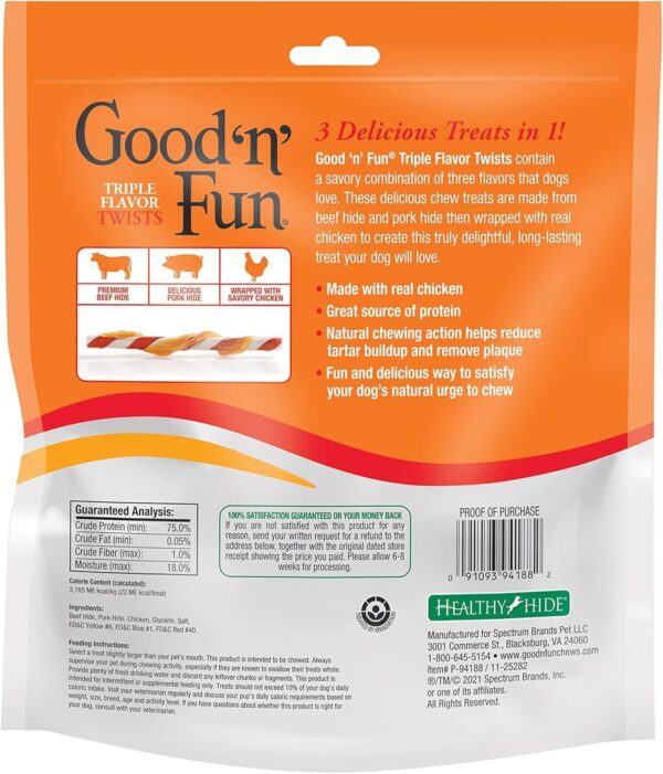 Good 'N' Fun Triple Flavor Twist Rawhide Treats For Dogs, 70 count - Image 3