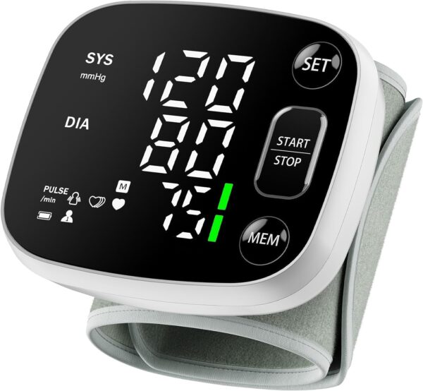 Oklar Blood Pressure Monitors for Home Use Rechargeable Blood Pressure Cuff Wrist Digital BP Machine with LED Backlit Display, Voice Broadcast, 240 Memory Storage for 2 Users with Carrying Case - Image 2