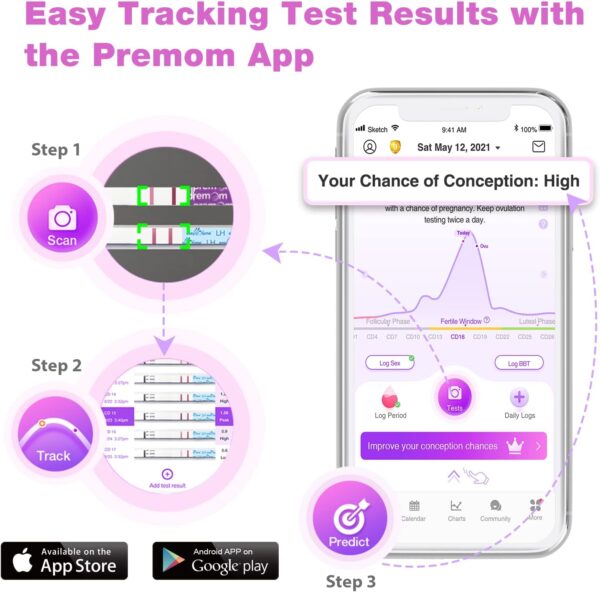 Easy@Home 50 Ovulation Test Strips and 20 Pregnancy Test Strips Combo Kit, (50 LH + 20 HCG)-Package May Vary - Image 5