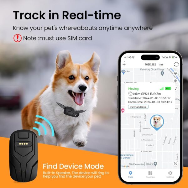 GPS Tracker & Health Monitoring for Dogs,Wireless Fence 2 in 1 Pet Tracking Smart Collar,Unlimited Range,Real-Time GPS Tracker for Pets,Wellness & Escape Alerts Waterproof,Works with Any Smartphone - Image 3