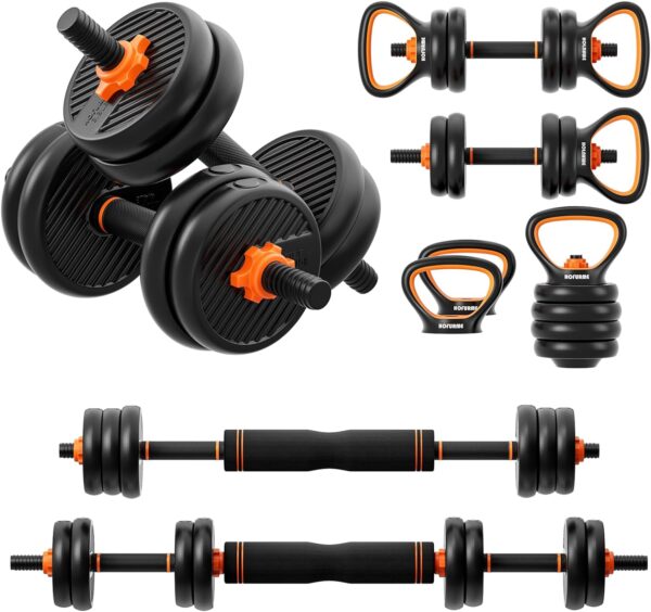 Adjustable 33/42/55/62/77 LBS Free 4 in 1 Weight Set, Dumbbell, Barbell, Kettlebell and Push-up, Home Gym Fitness Workout Equipment for Men and Women - Image 2