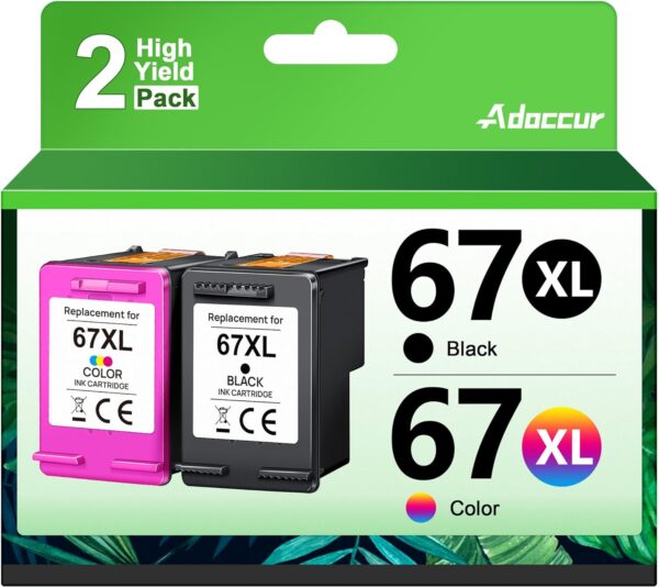 67XL Ink Cartridges Black/Color Combo Pack Replacement for HP Ink 67 67XL for HP DeskJet 2755e 2755 2700 2700e 2734e 4155e 4155 Envy 6055e 6455e 6400 6075 Envy Pro 6452 6458 Printer (2 Pack) - Image 2