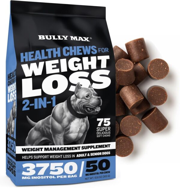 Bully Max 2-in-1 Dog Weight Loss Supplement Chews for Adult and Senior Dogs - Healthy Dog Food Supplement for Immunity & Weight Control - Dog Treats Vitamins - 2 Packs, 75 Soft Chews per Pack - Image 2