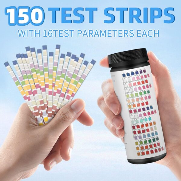 FUNESS 16-in-1 Water Testing Kits for Drinking Water Professional Home Water Test kit 150 Strips Water Testing kit for pH, Hardness, Chlorine, Lead, Iron, Copper, Nitrate,Fluoride, etc - Image 4