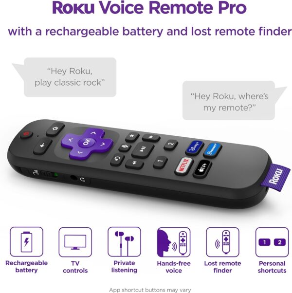 Roku Ultra | The Ultimate Streaming Device 4K/HDR/Dolby Vision/Atmos, Rechargeable Roku Voice Remote Pro, Ethernet Port, Hands-Free Controls, Lost Remote Finder, Free & Live TV - Image 4