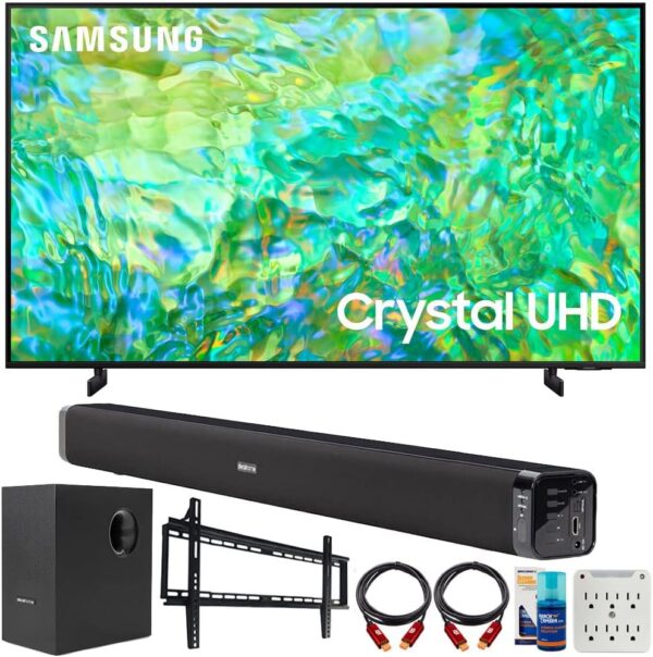 Samsung UN55CU8000 55 inch Crystal UHD 4K Smart TV Bundle with Deco Gear Home Theater Soundbar with Subwoofer, Wall Mount Accessory Kit, 6FT 4K HDMI 2.0 Cables and More (2023 Model) - Image 2