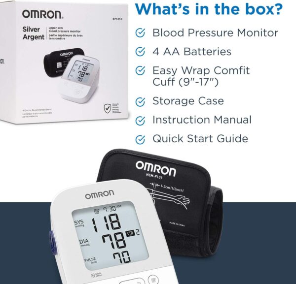 OMRON Silver Blood Pressure Monitor, Upper Arm Cuff, Digital Bluetooth Blood Pressure Machine, Stores Up to 80 Readings - Image 6