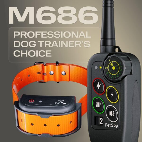 PetSpy M686 Premium Dog Training Shock Collar, 1100 Yards, Medium to Large Dogs, with Vibration, Electric Shock and Beep, Waterproof, Remote Trainer (One Dog) - Image 3