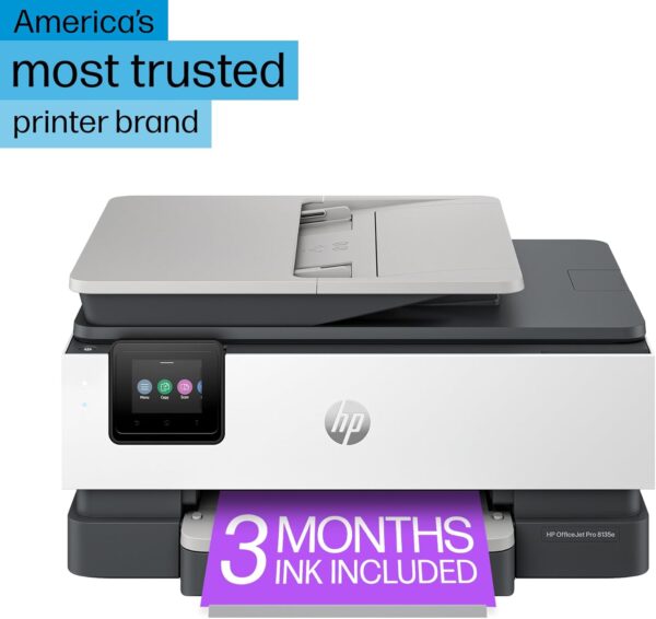 HP OfficeJet Pro 8135e All-in-One Printer, Color, Printer for Home, Print, Copy, scan, fax, Instant Ink Eligible; Automatic Document Feeder; Touchscreen; Quiet Mode; Print Over VPN - Image 4