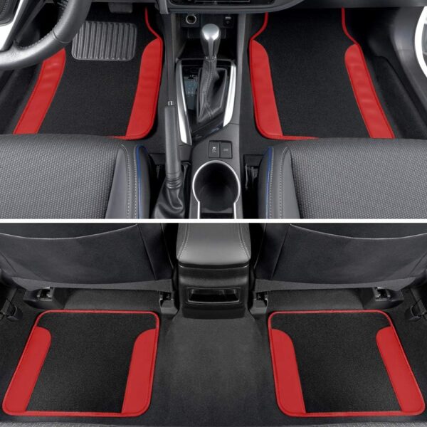 BDK PolyPro Red Car Seat Covers Full Set with 4-Piece Car Floor Mats - Two-Tone Seat Covers for Cars with Carpet, Interior Covers for Auto Truck Van SUV - Image 5