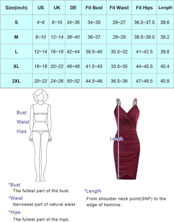 GRACE KARIN Women's Sexy Spaghetti Straps Cocktail Dresses for Wedding Guest Ruched V-Neck Bodycon Dress - Image 4