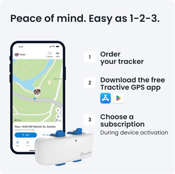 Tractive GPS Tracker & Health Monitoring for Dogs - Market Leading Pet GPS Location Tracker, Wellness & Escape Alerts, Waterproof, Works with Any Collar (White with Black Cover) - Image 9
