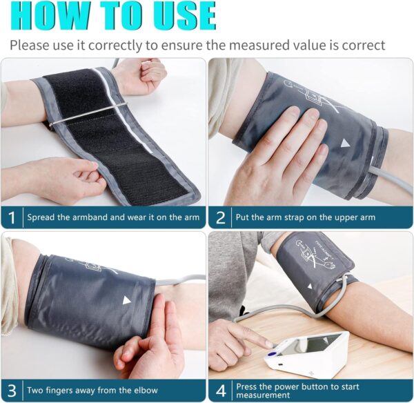 Blood Pressure Monitor Upper Arm Large LED Backlit Screen 1000 Sets Memory Automatic Digital BP Machine Adjustable BP Cuff - Image 5