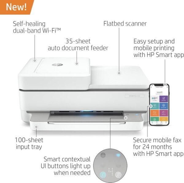 HP Envy Pro 6455 Wireless All-in-One Printer | Mobile Print, Scan & Copy | Auto Document Feeder (5SE45A) (Renewed) - Image 3