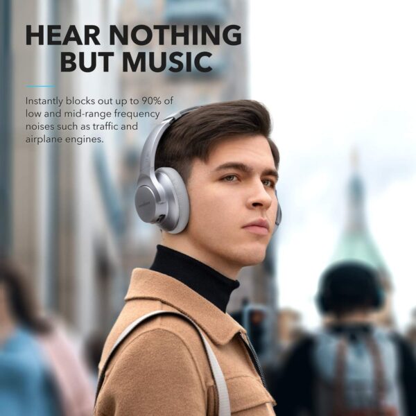 Soundcore Anker Life Q20 Hybrid Active Noise Cancelling Headphones, with Headphones Case, Wireless Over Ear Bluetooth Headphones, 60H Playtime, Hi-Res Audio, Deep Bass, Memory Foam Ear Cups - Image 4