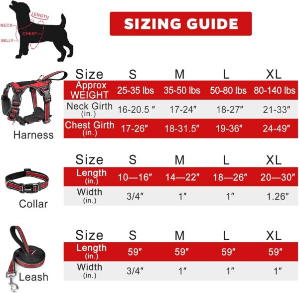 WINSEE Pet Harness Collar and Leash Set, All-in-one Reflective Dog Harness No Pull with Adjustable Buckles for Puppies, Small, Medium, Large, and Extra-Large Dogs (Medium, Red) - Image 8