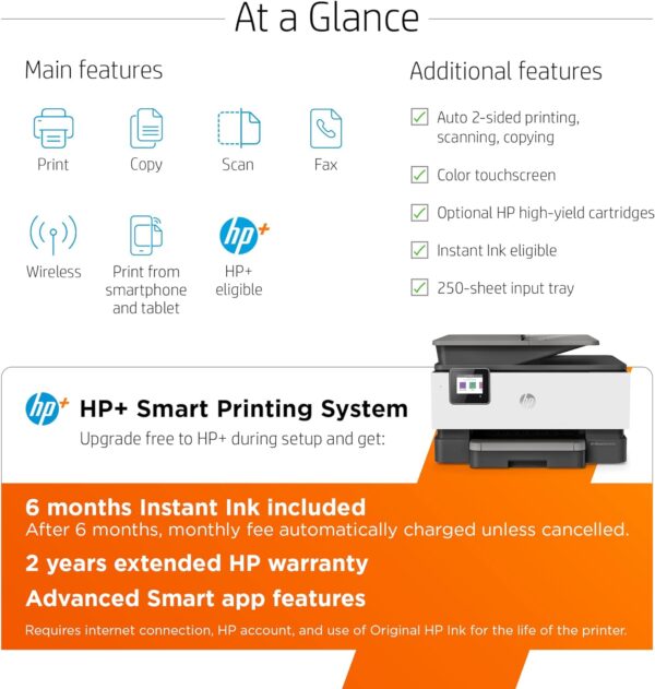 HP OfficeJet Pro 9015e Wireless Color All-in-One Printer with 6 Months Free Ink (1G5L3A) (Renewed Premium), Gray - Image 4