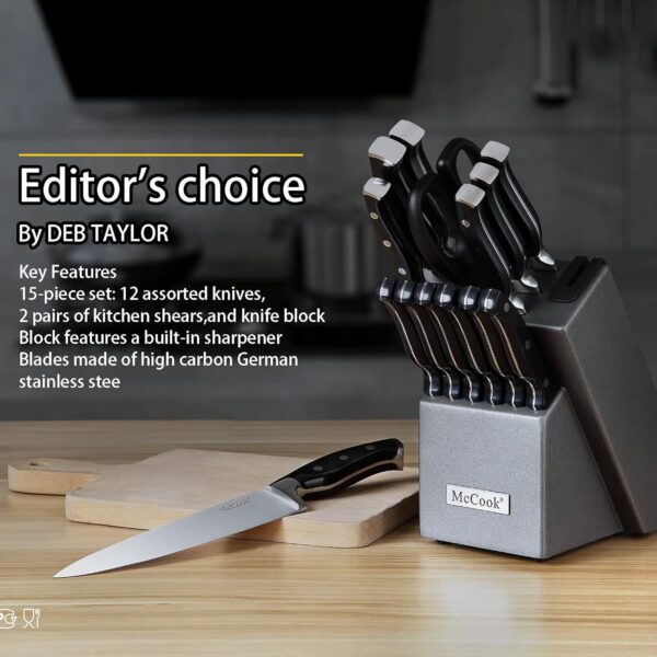 McCook® Knife Sets,German Stainless Steel Kitchen Knife Block Set with Built-in Sharpener - Image 5