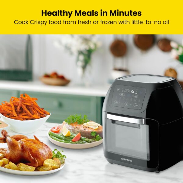 CHEFMAN Multifunctional Digital Air Fryer+ Rotisserie, Dehydrator, Convection Oven, 17 Touch Screen Presets Fry, Roast, Dehydrate, Bake, XL 10L Family Size, Auto Shutoff, Large Easy-View Window, Black - Image 4