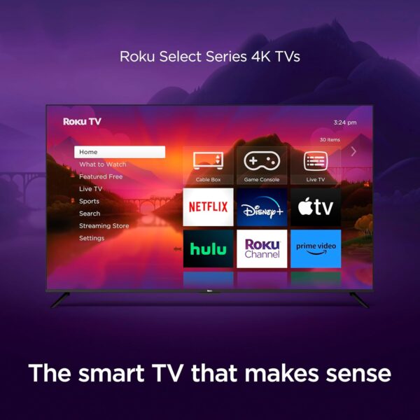 Roku 50" Select Series 4K HDR Smart RokuTV with Enhanced Voice Remote, Brilliant 4K Picture, Automatic Brightness, and Seamless Streaming - Image 3