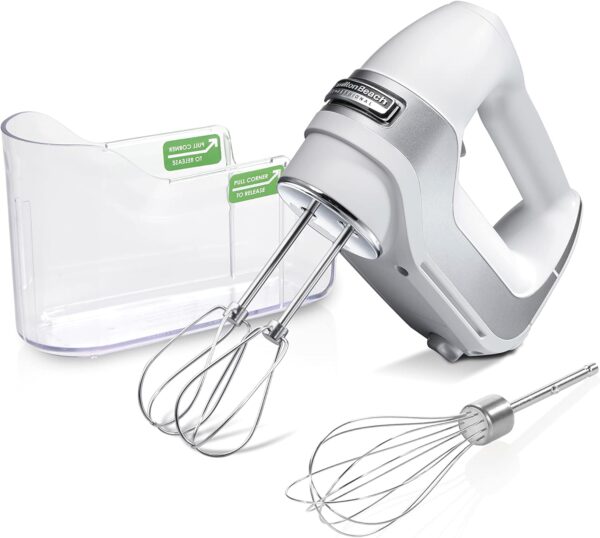 Hamilton Beach Professional 5-Speed Electric Hand Mixer with High-Performance DC Motor, Slow Start, Snap-On Storage Case, Stainless Steel Beaters & Whisk, White (62652) - Image 2