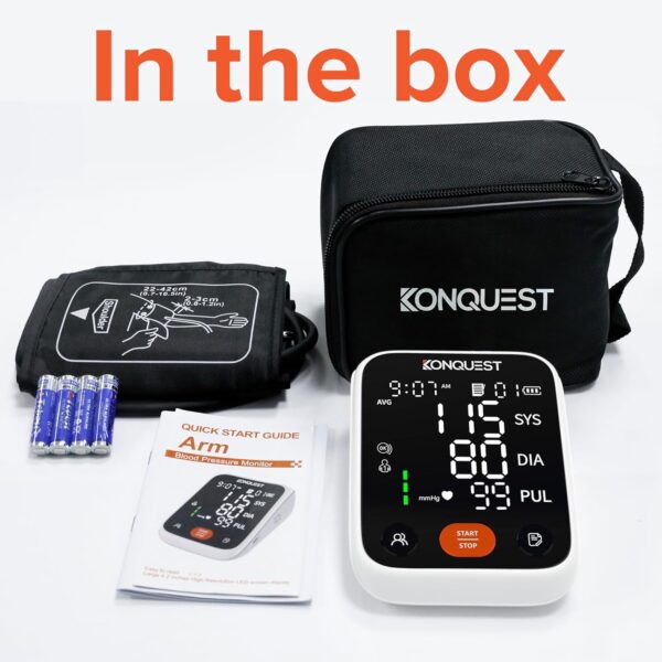 Konquest KBP-7173A Premium Automatic Upper Arm Blood Pressure Monitor with Adjustable Cuff and Large LED Display - 2 Users - Irregular Hearbeat Detector - Tensiometro - Image 9