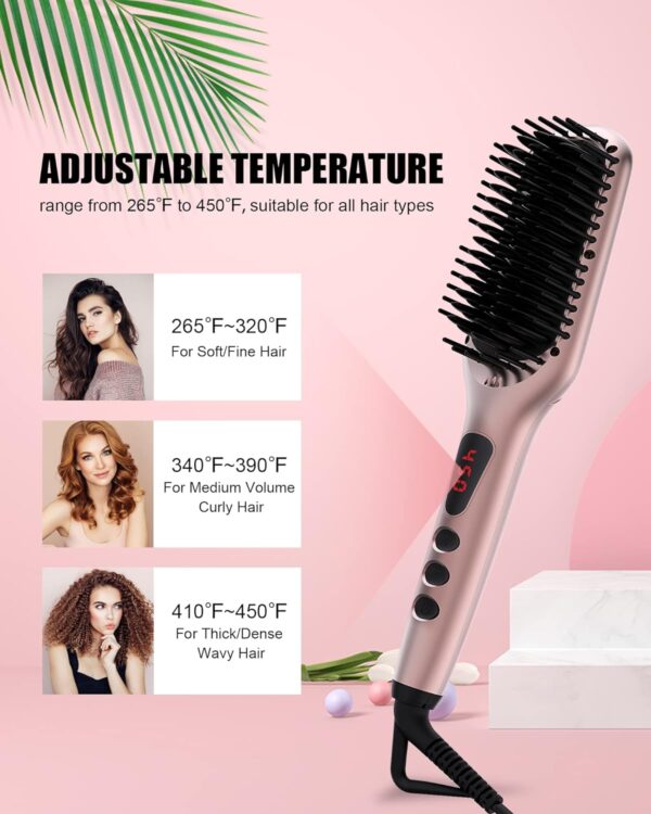 Hair Straightener Brush, MegaWise Hair Straightening Comb for All Hair Types with Nano Heating Teeth, Double Anion Technology, MCH 20s Fast Heating & 60-Minute Auto Shut-Off - Gifts for Women - Image 7