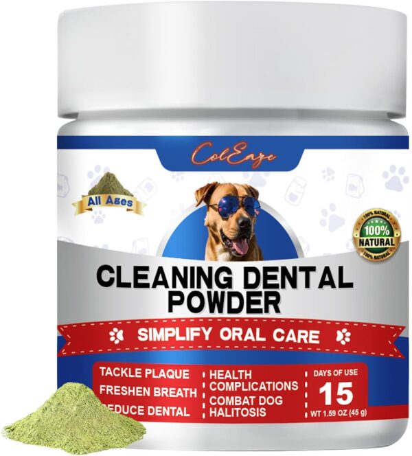 Dog Teeth Cleaning Powder,Herbal Dog Dental Powder with Breath Freshener,Plaque Remover for Teeth Dog Targets Tartar & Bad Breath,Healthy Mouth for Dogs（45g/Small Dogs） - Image 2