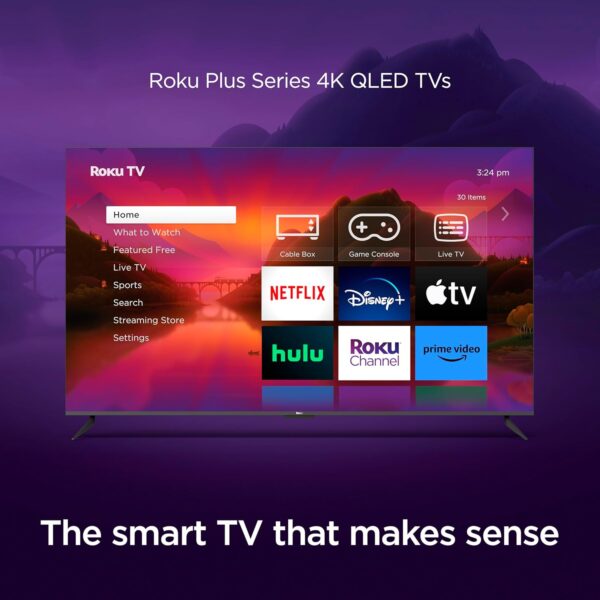 Roku 55" Plus Series 4K Dolby Vision HDR10+ QLED Smart RokuTV with Voice Remote Pro, Striking 4K Resolution, Automatic Brightness, Dolby Vision and HDR10+ - Image 3