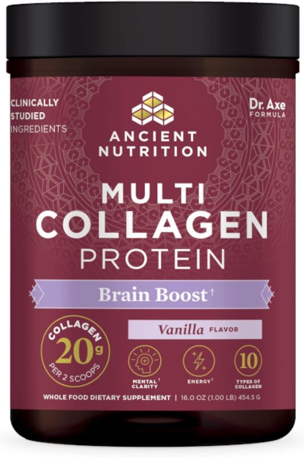 Ancient Nutrition Collagen Powder Protein, Multi Collagen Protein, Hydrolyzed Collagen Peptides Supports Skin and Nails, Joint Supplement (Brain Boost, 45 Servings) - Image 2