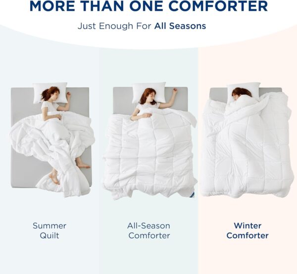 Bedsure Queen Duvet Inserts 2 in 1 Comforter - 150gsm Lightweight Duvet Insert & 300gsm All Season 2 Buttoned Quilt with 8 Corner Tabs (Queen, White) - Image 7