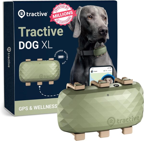 Tractive XL GPS Tracker & Health Monitoring for Dogs (50 lbs+) - Market Leading Pet GPS Location Tracker | Wellness & Escape Alerts | Waterproof | Works with Any Collar (Green) - Image 2