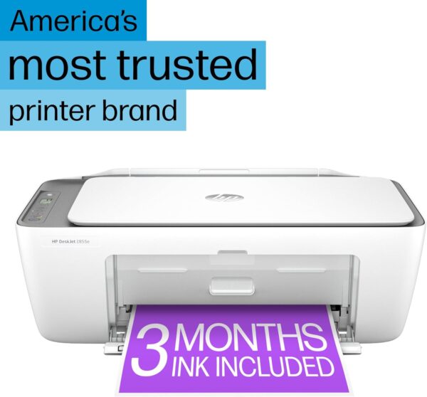 HP DeskJet 2855e Wireless All-in-One Color Inkjet Printer, Scanner, Copier, Best for home, 3 months of ink included (588S5A) - Image 4