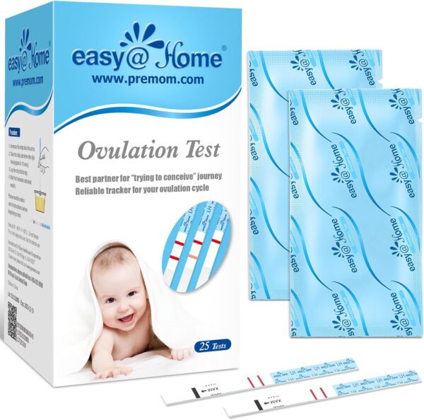 Easy@Home Ovulation Test Strips, 25 Pack Fertility Tests, Ovulation Predictor Kit, Powered by Premom Ovulation Predictor iOS and Android App, 25 LH Strips - Image 2