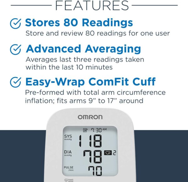 OMRON Silver Blood Pressure Monitor, Upper Arm Cuff, Digital Bluetooth Blood Pressure Machine, Stores Up to 80 Readings - Image 4