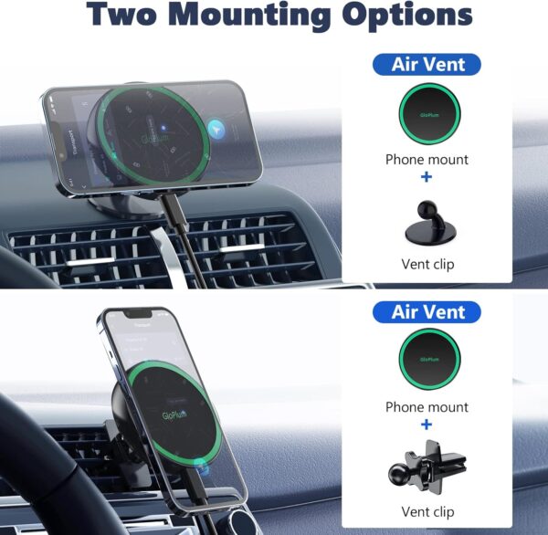 Magnetic Wireless Car Charger Mount Compatible with Magsafe iPhone 15/ iPhone 14/iPhone 13, Fast Charging Air Vent Magnet Accessories Car Phone Holder - Image 4