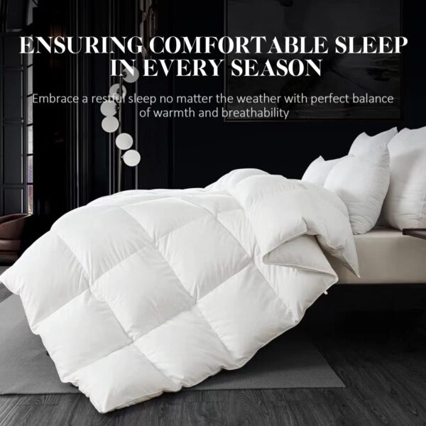 WhatsBedding Feather Comforter King Size, Filled with Feather and Down, All Season White Luxury Bed Comforter,Ultra Soft 100% Cotton Duvet Insert,106"x90" - Image 4