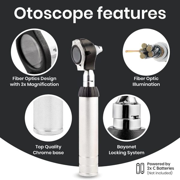 Zyrev Otoscope Oph Multi-Function Set - Otoscope/Opthalmoscope for Ear & Eye Examination - with Portable Carry Case, Sight Chart, Replacement Tips (Black) - Image 4