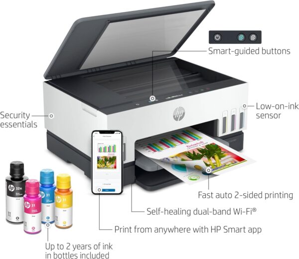 HP Smart -Tank 6001 Wireless Cartridge-Free all in one printer, this ink -tank printer comes with up to 2 years of ink included, with mobile print, scan, copy (2H0B9A) - Image 4