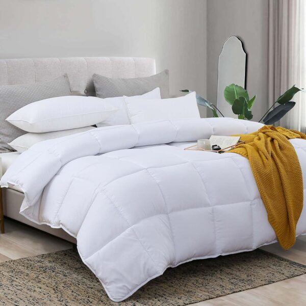 L LOVSOUL Down Alternative Comforter King Size Duvet Insert,All Season Duvet Insert with Corner Tabs,White Comforter King 106x90Inches - Image 2