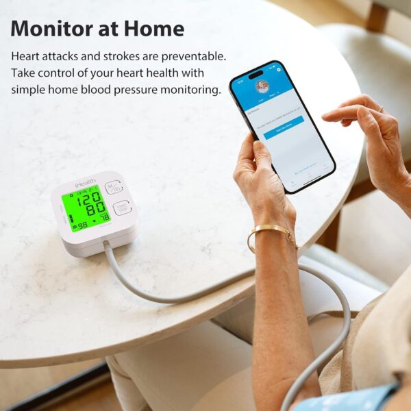 iHealth Track Smart Upper Arm Blood Pressure Monitor with Wide Range Cuff That fits Standard to Large Adult Arms, Bluetooth Compatible for iOS & Android Devices - Image 6