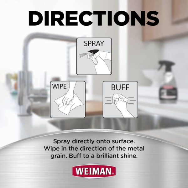 Weiman Stainless Steel Cleaner and Polish - Microfiber Cloth - Protects Appliances from Fingerprints and Leaves a Streak-Free Shine for Refrigerator | Dishwasher | Oven | Grill - Image 5