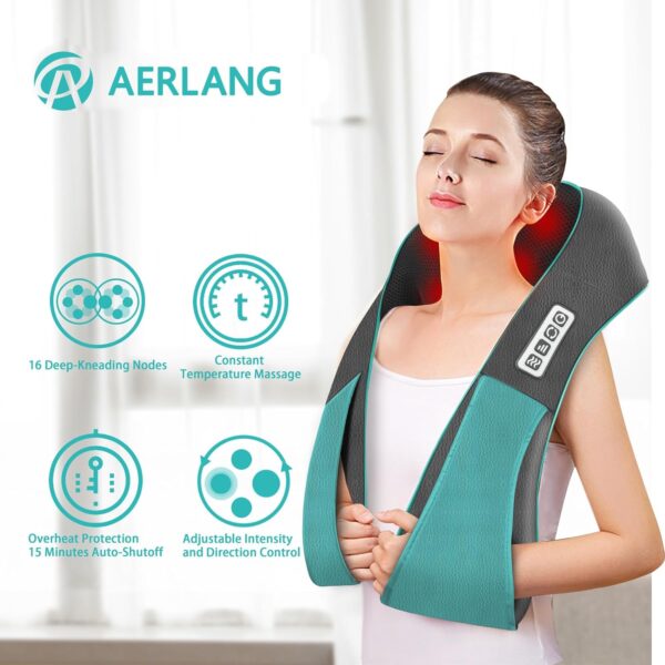 AERLANG Mothers Day Gifts Shiatsu Back and Neck Massager, Neck Massager Deep Tissue Kneading Massager Neck and Shoulder Massager with Heat, Mothers Day Mothers Day Gifts for Mom Wife((NOT Cordless) - Image 4