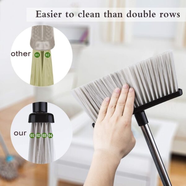 Broom and Dustpan Set for Home with Lid Indoor Upright Dustpan and Broom Combo Dust Pan with Long Handle Standing Sweeper Angle Broom Sweeping Room Office Garden Kitchen Floor Kids Pet Hair - Image 5