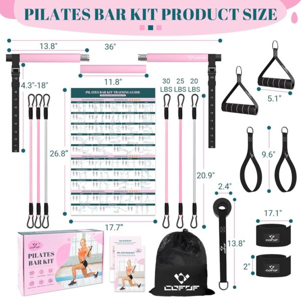 Pilates Bar Kit with Resistance Bands, Multifunctional Yoga Pilates Bar with Heavy-Duty Metal Adjustment Buckle, Portable Home Gym Pilates Resistance Bar Kit for Women Full Body Workouts - Image 6