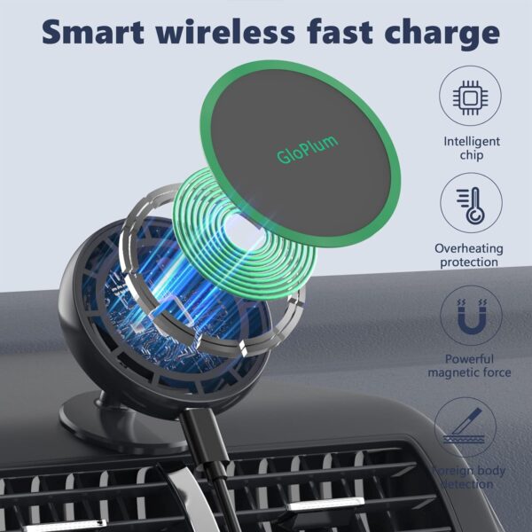 Magnetic Wireless Car Charger Mount Compatible with Magsafe iPhone 15/ iPhone 14/iPhone 13, Fast Charging Air Vent Magnet Accessories Car Phone Holder - Image 5