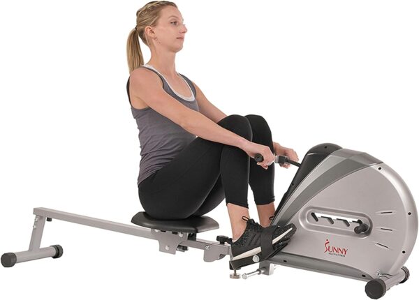 Sunny Health & Fitness Rowing Machine Rower Ergometer with Digital Monitor, Inclined Slide Rail, 220 LB Max Weight and Foldable - SF-RW5606 - Image 8