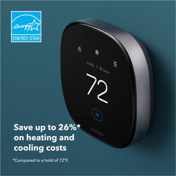 ecobee New Smart Thermostat Premium with Smart Sensor and Air Quality Monitor - Programmable Wifi Thermostat - Works with Siri, Alexa, Google Assistant - Image 5