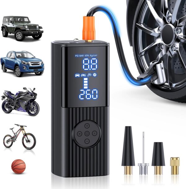 Hafuloky Tire Inflator Portable Air Compressor-180PSI & 20000mAh Portable Air Pump, Accurate Pressure LCD Display, 3X Fast Inflation for Cars, Bikes & Motorcycle Tires, Balls. - Image 2