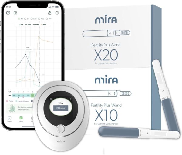 Mira Fertility Plus Tracking Monitor Kit and 30 Mira Fertility Plus E3G + LH Test Wands Bundle for Home Testing - Image 2